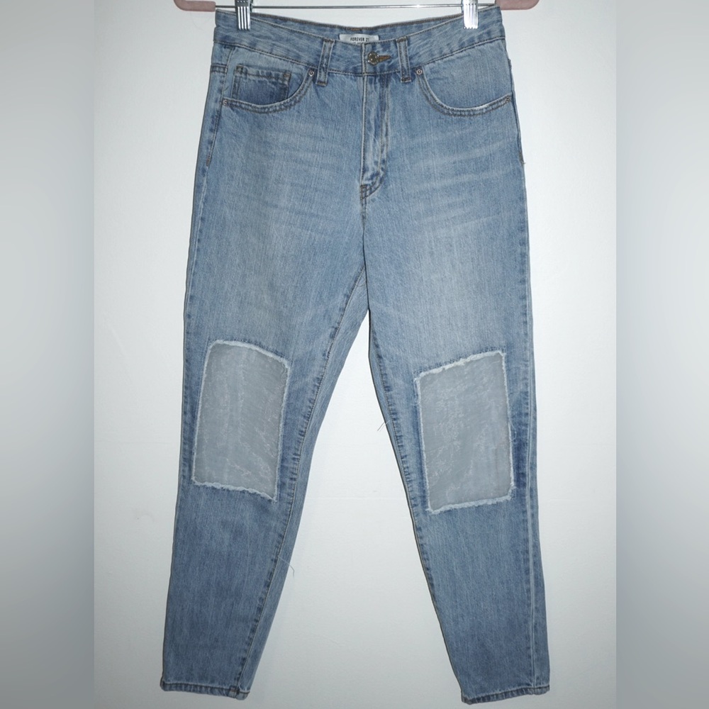 Forever 21 Mom Jeans with Sheer Material.